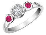 Lab Created Ruby Ring with Diamonds 1/3 Carat (ctw) in Sterling Silver